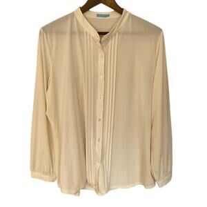 J. McLaughlin Ivory Long Sleeve Button Up Blouse - XL